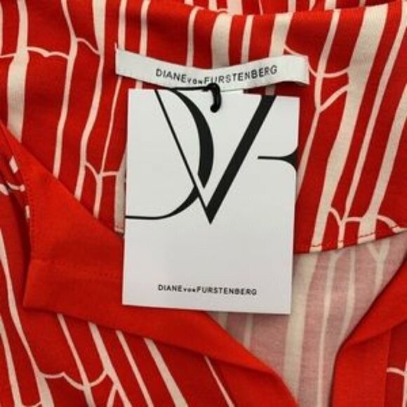 DVF Diane von Furstenberg New Reina Two tunic dress Bamboo Chile silk orange 4 - Picture 4 of 6